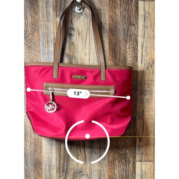 Michael Kors Kempton Small Tote Bag Red Nylon Shoulder Bag Purse - Picture 9 of 10